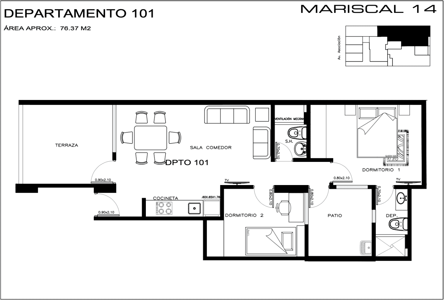 Plano tipo 7 – 76 m²