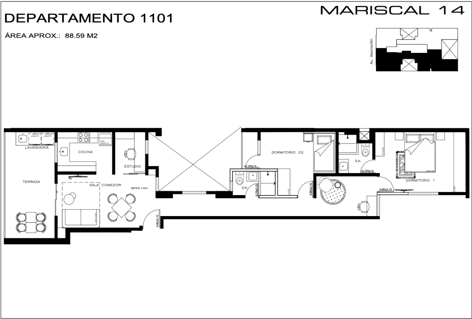 Plano tipo 8 – 89 m²