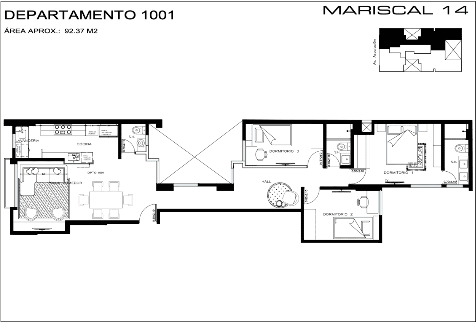 Plano tipo 9 – 92 m²